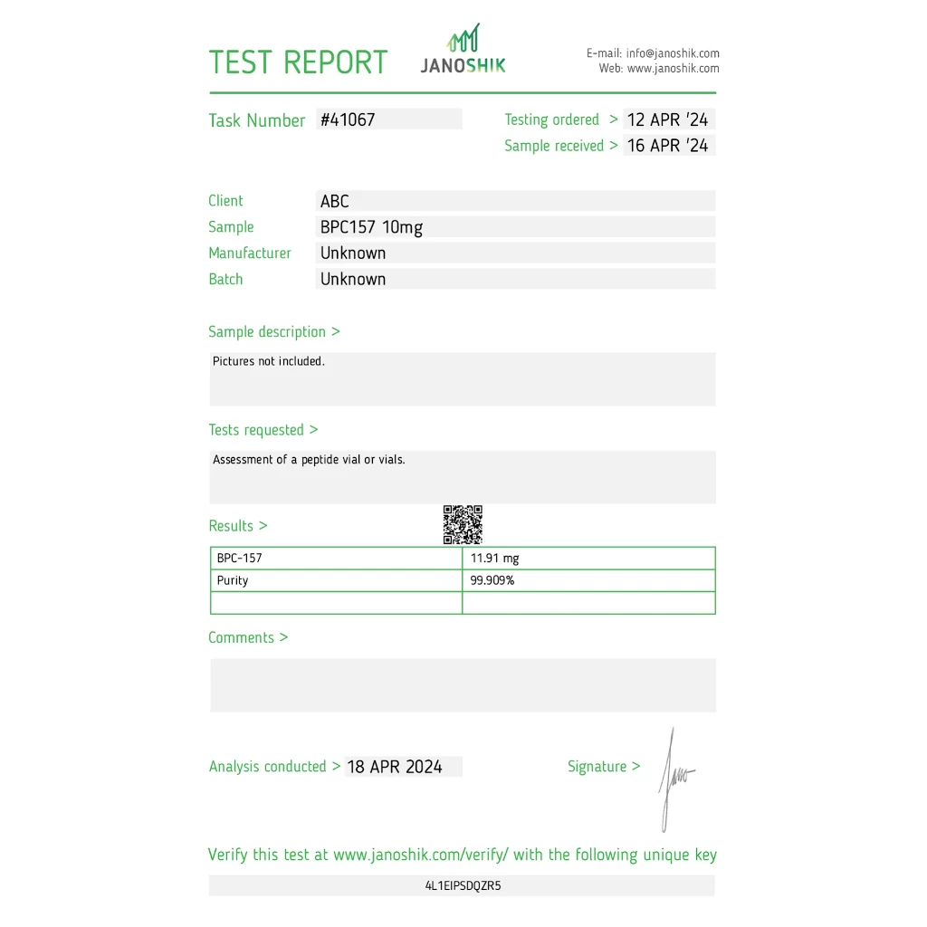 bpc 157 lab test 2024-04-18