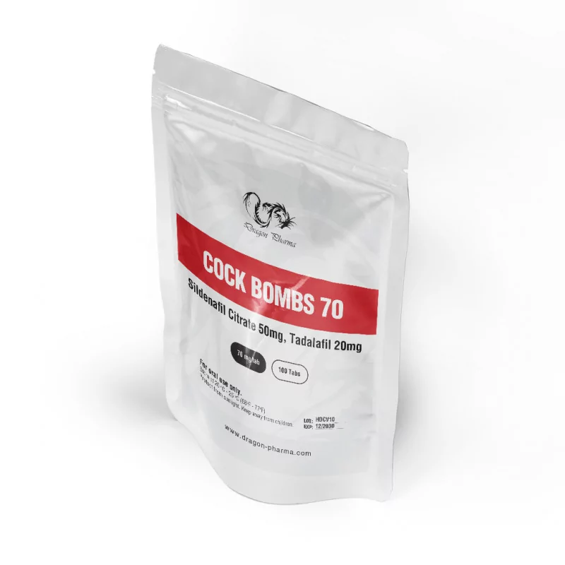 Dragon Pharma Cock Bombs 70 mg Dual-Action ED Tablet - 100 Count
